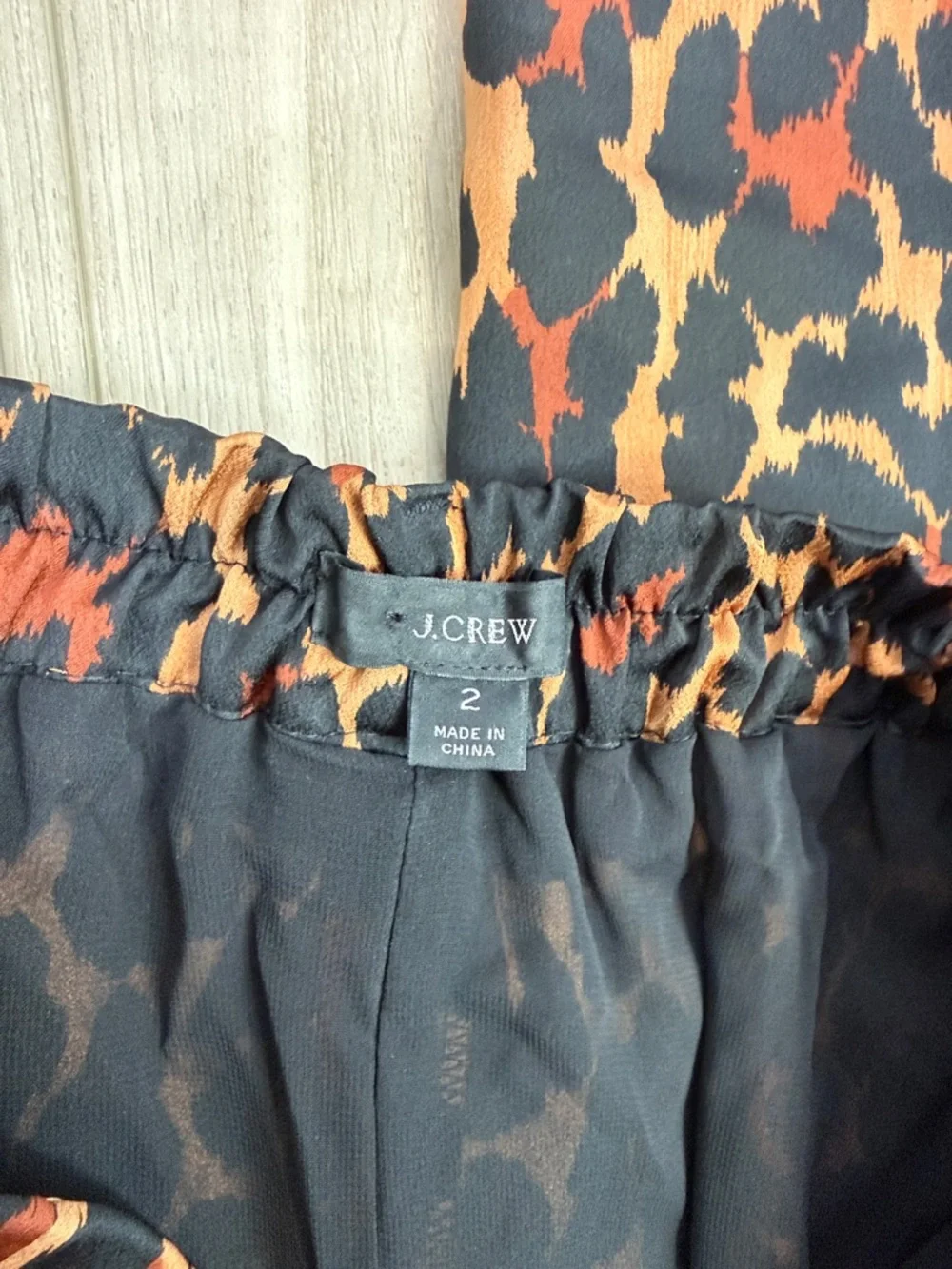 J. Crew high waisted leopard print satin trouser style pants size 2